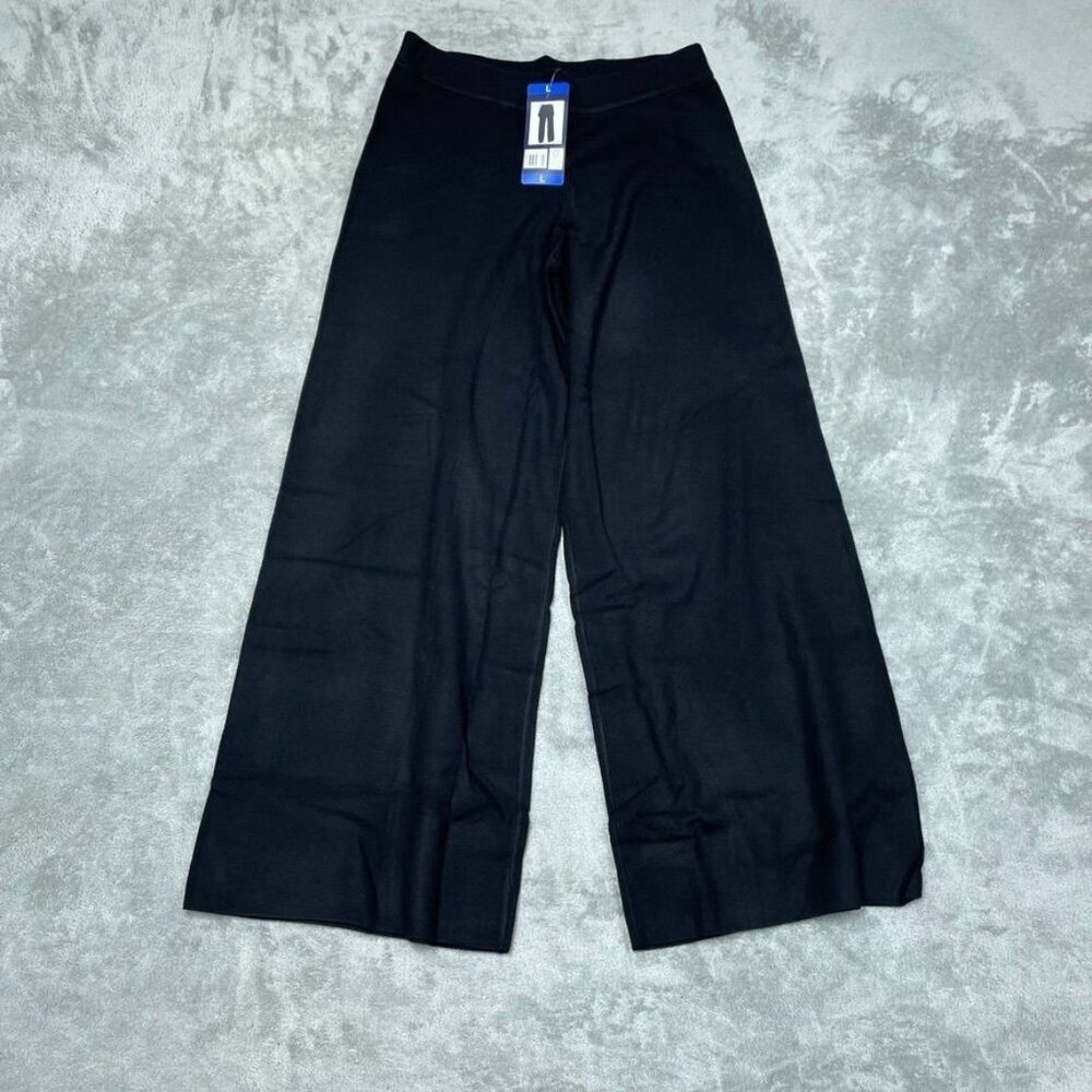 Splendid Womens Wide-Leg Trousers L Black Viscose Blend 6682